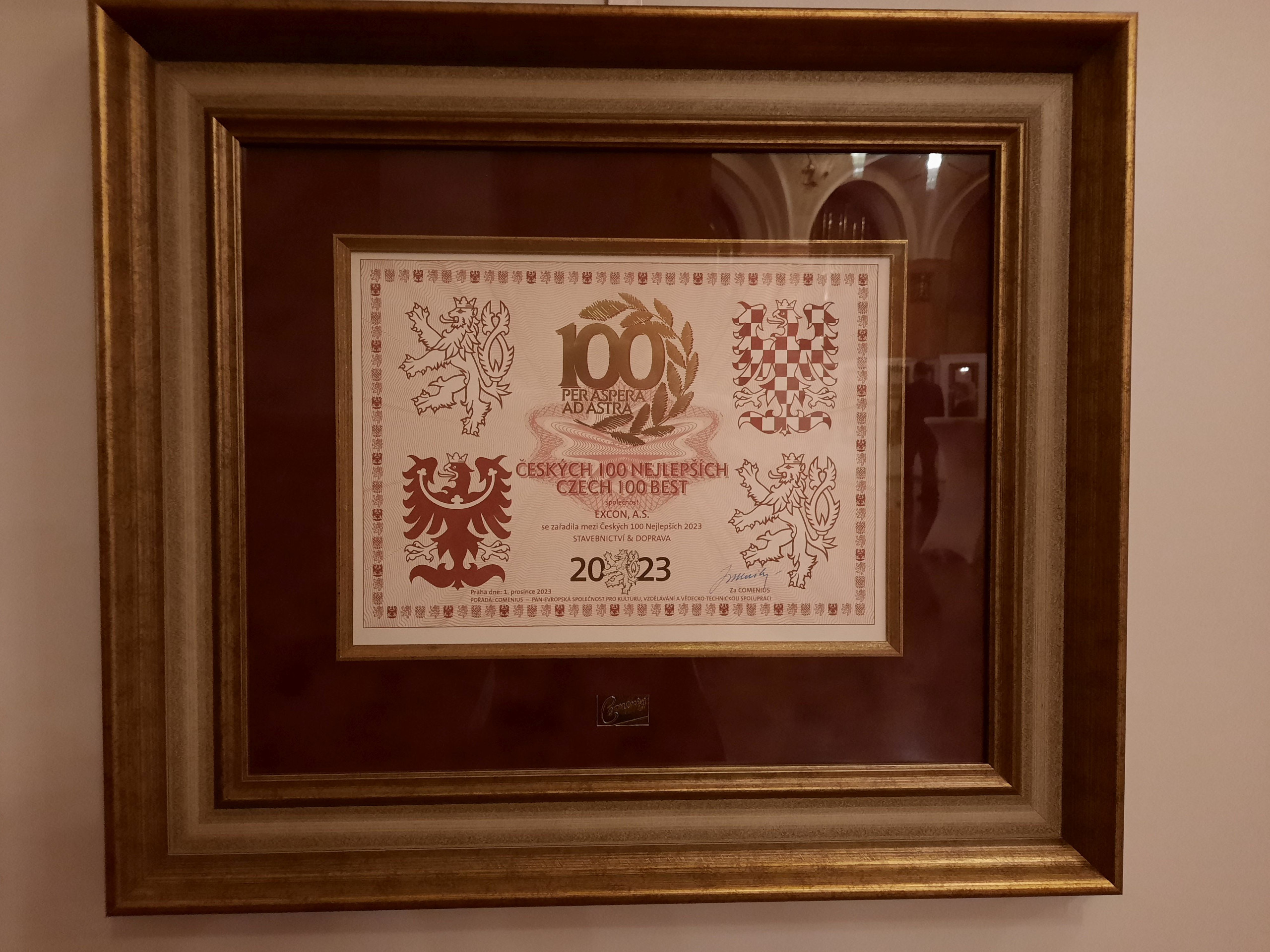 EXCON patří mezi Českých 100 nejlepších 2023 v kategorii Stavebnictví a doprava