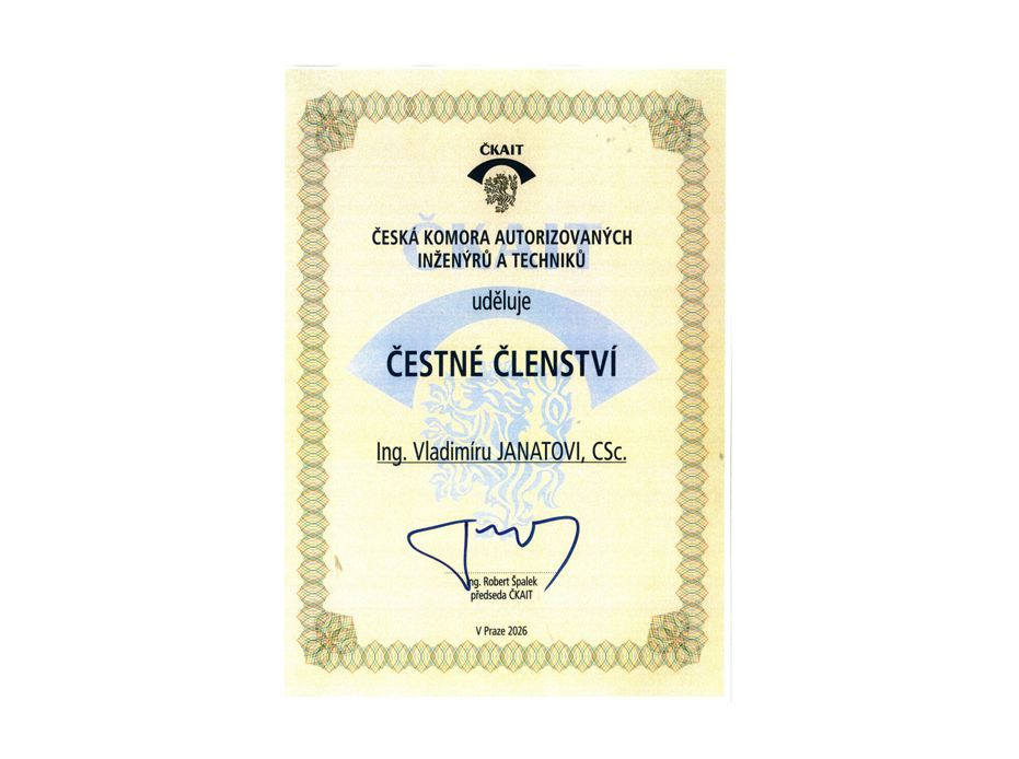 Ing. Vladimír Janata, CSc. je čestným členem ČKAIT
