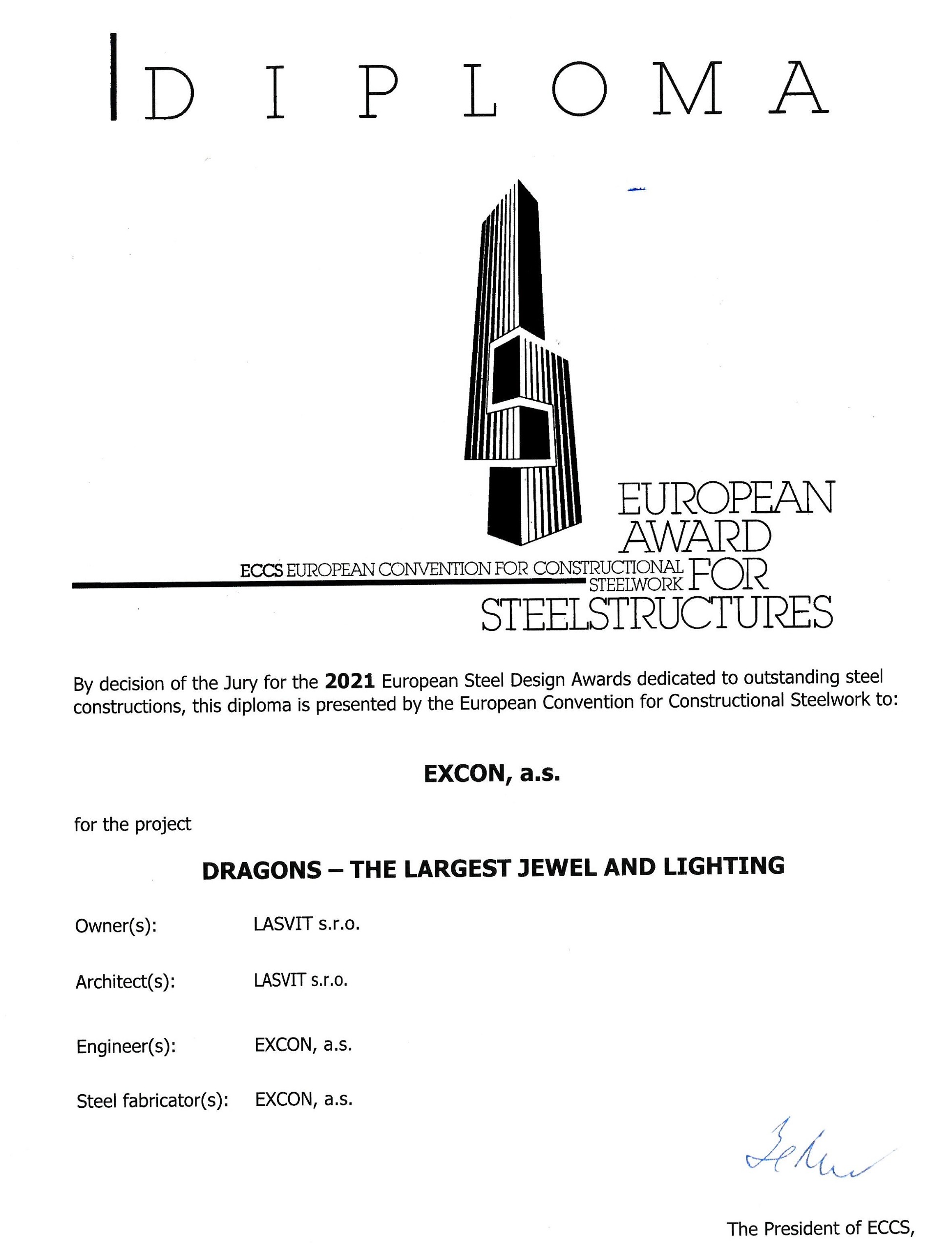 Český projekt „Draci" získal cenu The European Steel Design Awards 