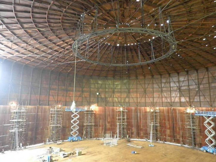 Reconversion of the steel structure of the „Gas holder“ in Vítkovice in multi-purpose hall